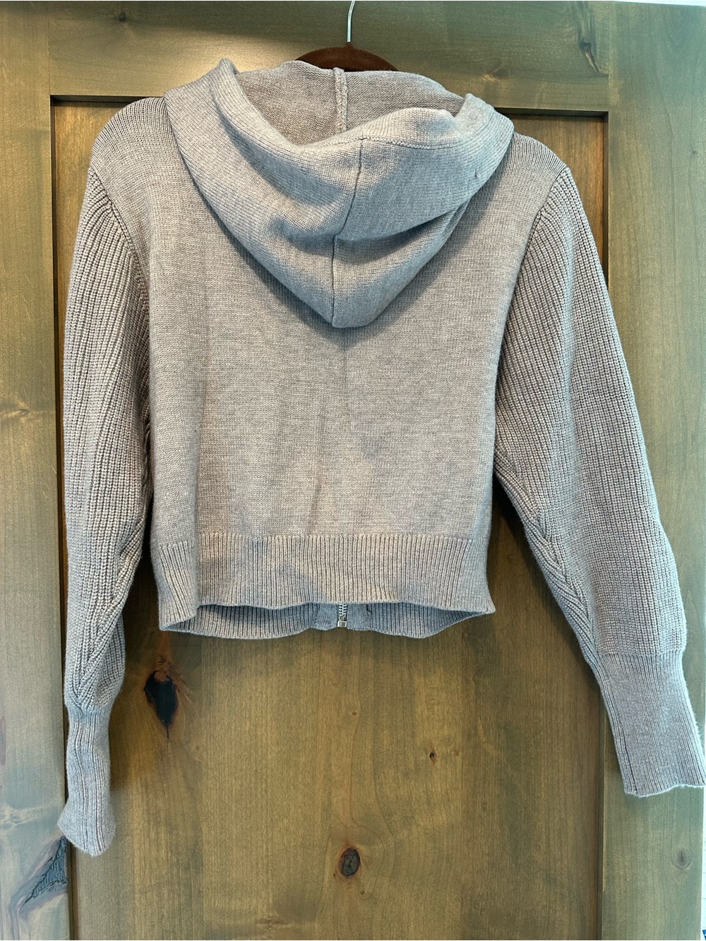 Cropped Light Gray Zip Hoodie Jacket - Women - Picture 6 of 10